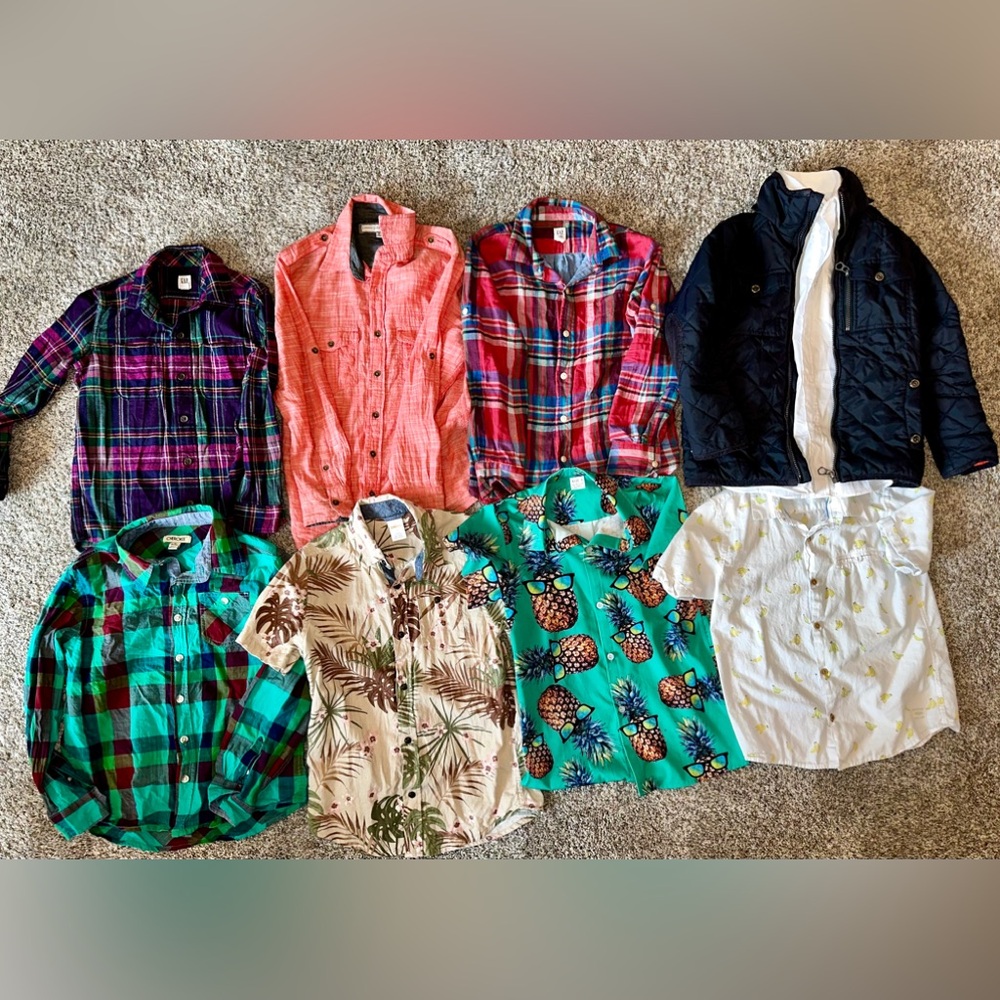 Boys shirts (size 8) and one free Zara Boys coat. Gap, Cherokee, Zara, Gymboree